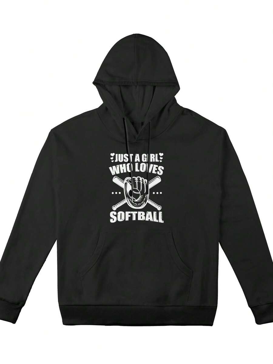 Women's Plus-Size Sweatshirt, Just A Girl Who Loves Softball Girls Softball Teamscasual Style Sweatshirt, A Must-Have For Daily Travel, Suitable For All Seasons.