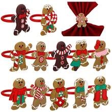 12pcs/1pc Christmas Napkin Rings, Bulk Christmas Chic Napkin Rings For Holiday Birthday Party Anniversary Dinner Wedding Table Decorations, Christmas Decorations Gingerbread - Multicolor - View 2
