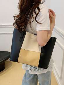 Túi đeo vai thời trang dung tích lớn nhiều ngăn 32*12*28cm, Túi lớn thường ngày cho nữ, thích hợp đựng máy tính xách tay, phong cách tối giản cho giải trí và nghỉ lễ - Màu Khaki - Xem 2