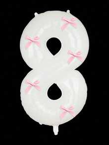 Balões metalizados brancos com números de 0 a 9, 81 cm (32 polegadas), com laço rosa. Ideais para festas de aniversário, Dia dos Namorados, aniversários de casamento, Natal e Ano Novo. - Branco - Ver 12