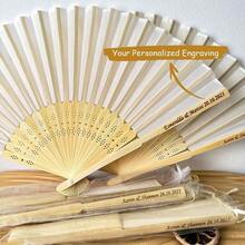 Personalized Silk Wedding Hand Fans, White Letter Engraved Folding Fans, Bulk Personalised Wedding Bridal Party Favors Special Event Fans Summer Wedding, Rustic Fashionable, Vintage, For Women/Men, School Supplies, For Teenagers, Junior High School Students, Middle School Students, High School Senior High School Students, College Students, University Students, Freshman, Sophomore, Underclassmen