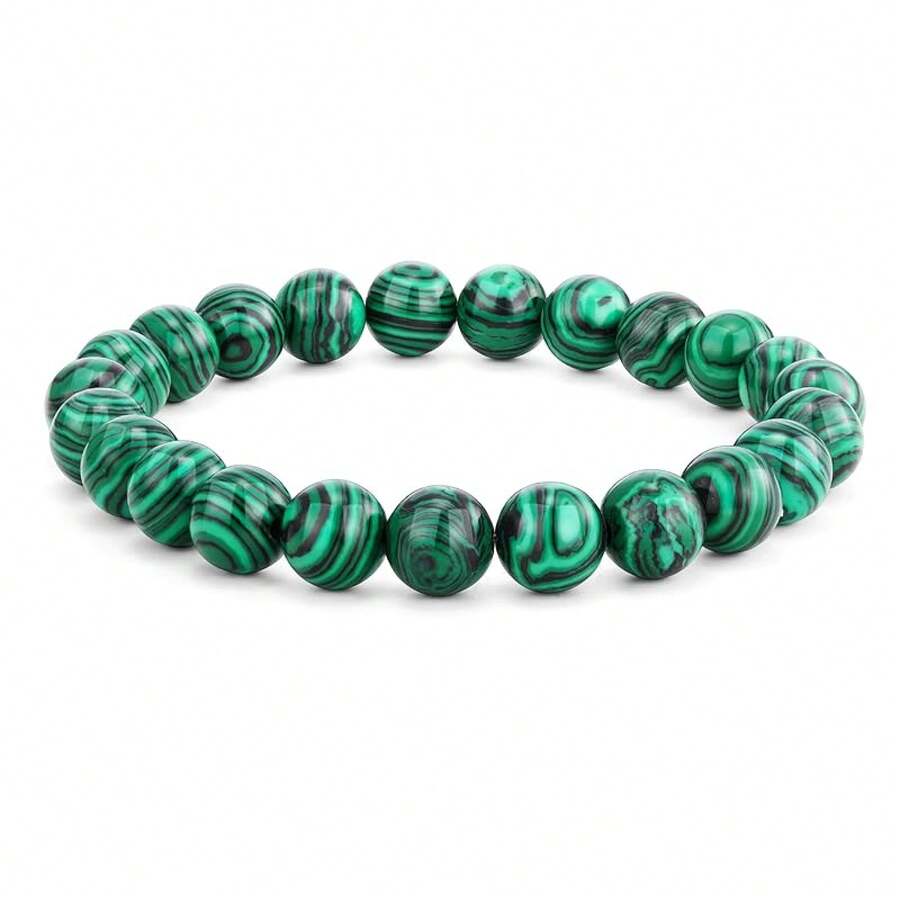 Vibe Green Jade Bracelet - Healing Wealth Bracelet - Jade Beaded Bracelet Women Men - Bring Good Luck Prosperity And Emotional Balance - Adjustable Size - 孔雀石 - 查看 1