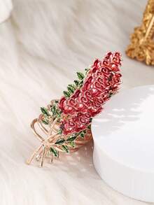 10pcs Floral Napkin Holder Charming Rose Design Reusable Serviette Ring For Weddings Valentine Day And Dinner Parties Elegant Table Decor Accessory - 玫瑰紅 - 查看 8