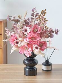 1 pièce Bouquet de fleurs artificielles Fausses fleurs d'anémone avec marguerite et eucalyptus, bouquet d'anémone au toucher réel pour vase, décoration de maison, hôtel, mariage, centre de table, cadeaux, anniversaire, remise de diplôme, décoration d'automne et de Noël