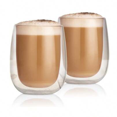 2-delars/4-delars set, 250ml/350ml dubbelväggig glasmugg, lämplig för kaffe, cappuccino, latte, mjölkte, perfekt present till vänner, fru, kollegor