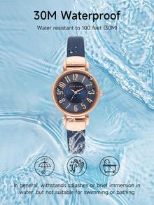 Anne Klein Easy Reader Navy Leather Strap Watch For Women, Ladies Quartz Watch With Rose Gold-Tone Hands And Easy To Read Arabic Numerals, AK/2156NVRG