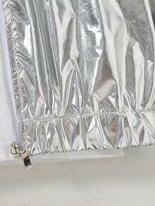 Girls' Casual Zip-Up Short Dropped Shoulder Long Sleeve Jacket, Spring/Autumn