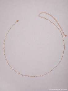 1pc Fashionable Copper Alloy Faux Pearl Double Layer Waist Chain, Minimalist Sexy Body Chain Jewelry For Women, Bride & Party - White - View 3