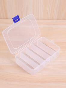 1pc/2pcs 5-Compartment Organizing Box For Makeup Or Hair Accessories, Portable Partitioned Container With Buckle - Clear - View 8