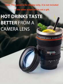 Camera Lens Coffee Mug Interesting And Creative Birthday Gift Portable Gift Cup Creative Camera Lens Cup Camera Lens Shaped Mug Heat-Insulating Summer Insulated Cold Ice Coffee Mug With Lid Insulated Bottle For Outdoor Travel And Camping For Male/Female Students Or Couples Photographers Household Items Outdoor Hiking Black