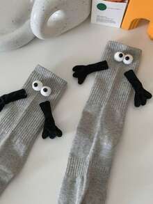 4 Pairs Creative Magnetic Couple Socks - Fun Cartoon Design, Unisex All-Season Casual Ankle Socks, Fashionable Matching Pair, Perfect Holiday Gift - 4pairs - View 5