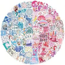 100PCS Blue Pink Coast Aesthetic Graffiti Stickers DIY Decoration Guitar Notebook Luggage DIY - Multicolor - View 1
