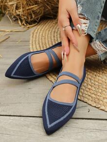 Preppy Style Women's Pointed Toe Flats, Fall, Autumn, Suitable For Home Wear All Seasons