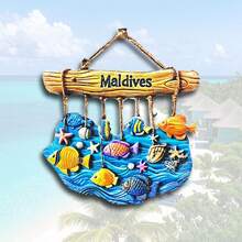 1 件树脂夏威夷马尔代夫檀香山欧胡岛威基基海滩冰箱贴，旅行纪念品家居装饰冰箱贴，送给朋友的创意礼物