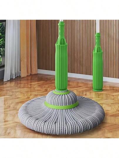 无线自旋转无螺丝拖把，配有耐用塑料/金属手柄 - 无需用电，拖把头可水洗重复使用，适用于清洁卧室、浴室、厨房、客厅等多种地面 | 现代清洁工具 | 强力去除污渍 | 圣诞节礼物、趣味礼物、斋月礼物、个性化礼物