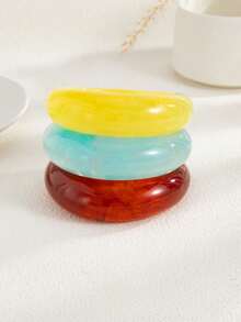 1pc Vintage Exaggerated Punk Style Acrylic Resin Asymmetrical Cuff Bracelet, Minimalist Thick Chunky Jewelry, Multi-Color Charm Bangle, Suitable For Women's Daily Commute, Friendly Gatherings, Romantic Holidays, Street Snaps, Fashion Shows (The Texture And Color Of The Bracelet Are Subject To The Actual Product)