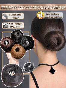 4-Inch Elegant Women's Synthetic Hair Bun Maker, High-Temperature Fiber Hair Styling Tool, Suitable For Ladies And Girls - Multicolor - View 3