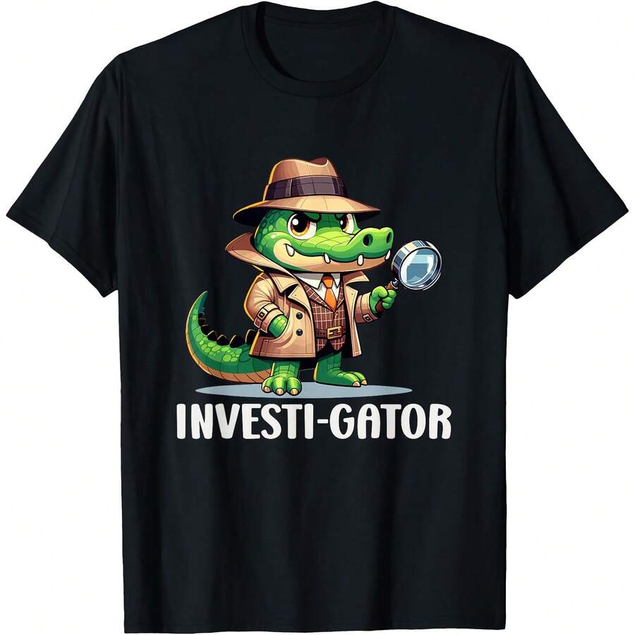 Private Investigator PI Funny Alligator Pun Detective Spy T-Shirt - màu đen - Xem 1