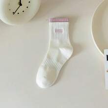 Șosete de damă, culoare uni, până la jumătatea gambei, șosete crew cu imprimeu anti-miros, fără cusături, toamnă/iarnă