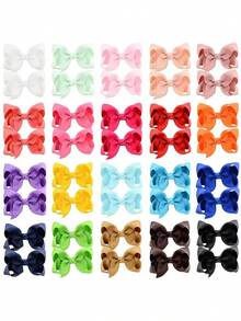 60pcs/Set Girls Random Color Bow Hair Clips, Vintage Satin Ribbon Bow Hair Clips, Cute Bow Hair Pins, Daily Wear Hair Accessories Set (Sold In Pairs) - Nhiều màu - Xem 6