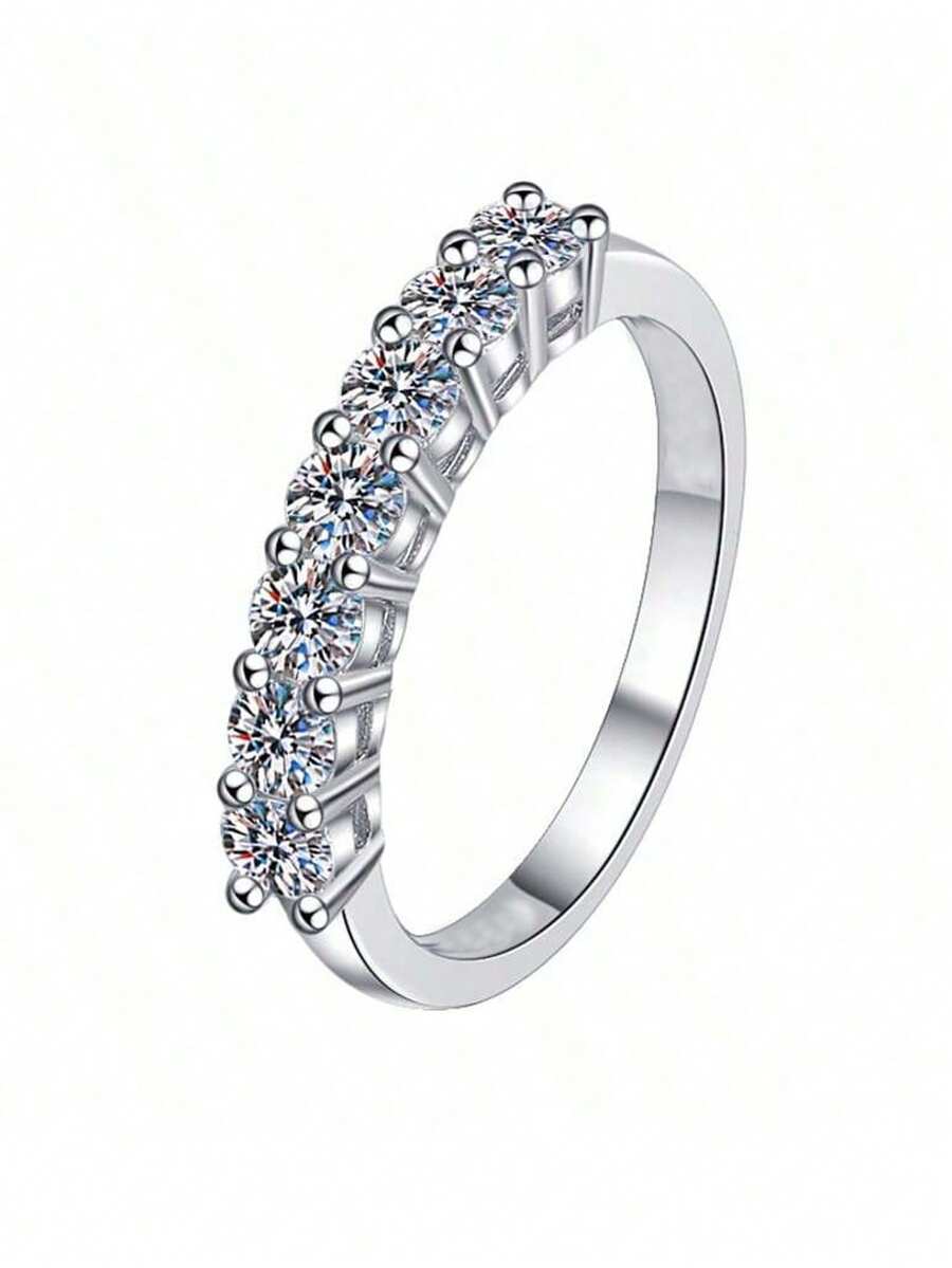 KAHOOT Anillo de moissanita de 2ct/4ct de plata de ley 925, unisex, adecuado como anillo de pareja para fiestas, viajes, San Valentín, Año Nuevo, viene con caja de regalo - 271 - Ver 1