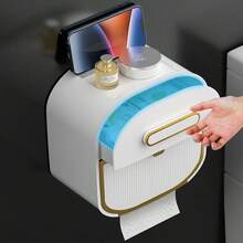 Wall-Mounted Toilet Paper Holder - Waterproof, No Drilling Required, With Convenient Drawer, Easy Self-Adhesive Installation, Bathroom Decor For Autumn - MultiWarna - View 3