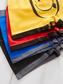 4pcs/Set Teenage Boys' Elastic Waist Smiling Face Seamless Boxer Briefs, Soft Comfortable Breathable Student Underwear, Suitable For Daily Wear, Running, Workout, Basketball - Multicolor - View 6