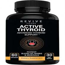 Revive Herbs Thyroid Support: Powerful Blend Of Ashwagandha, Iodine, Selenium, Magnesium, Zinc, Vitamin B12 &Amp; More For Optimal Health - 60 Capsules - Flavor NameA - 查看 1