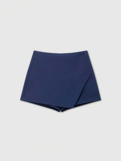 Damen Mode Lässig einfarbige asymmetrische Wickel-Shorts Röcke, minimalistisch und modischer Rock-Hose