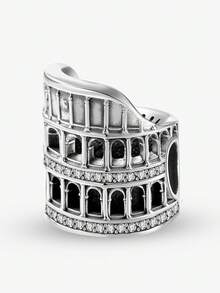 1PC 925 Sterling Silver Fashionable Leaning Tower Of Pisa Beads Charms Fit For Women Bracelets Bangles DIY Jewelry Making And Daily Outfit Matching Jewelry Decoration For Girls