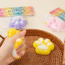 Brinquedos Squishy de Aperto Pata de Gato Kawaii Soft Squeeze com Bola para Alívio de Estresse e Presentes - Roxo - Visão 4
