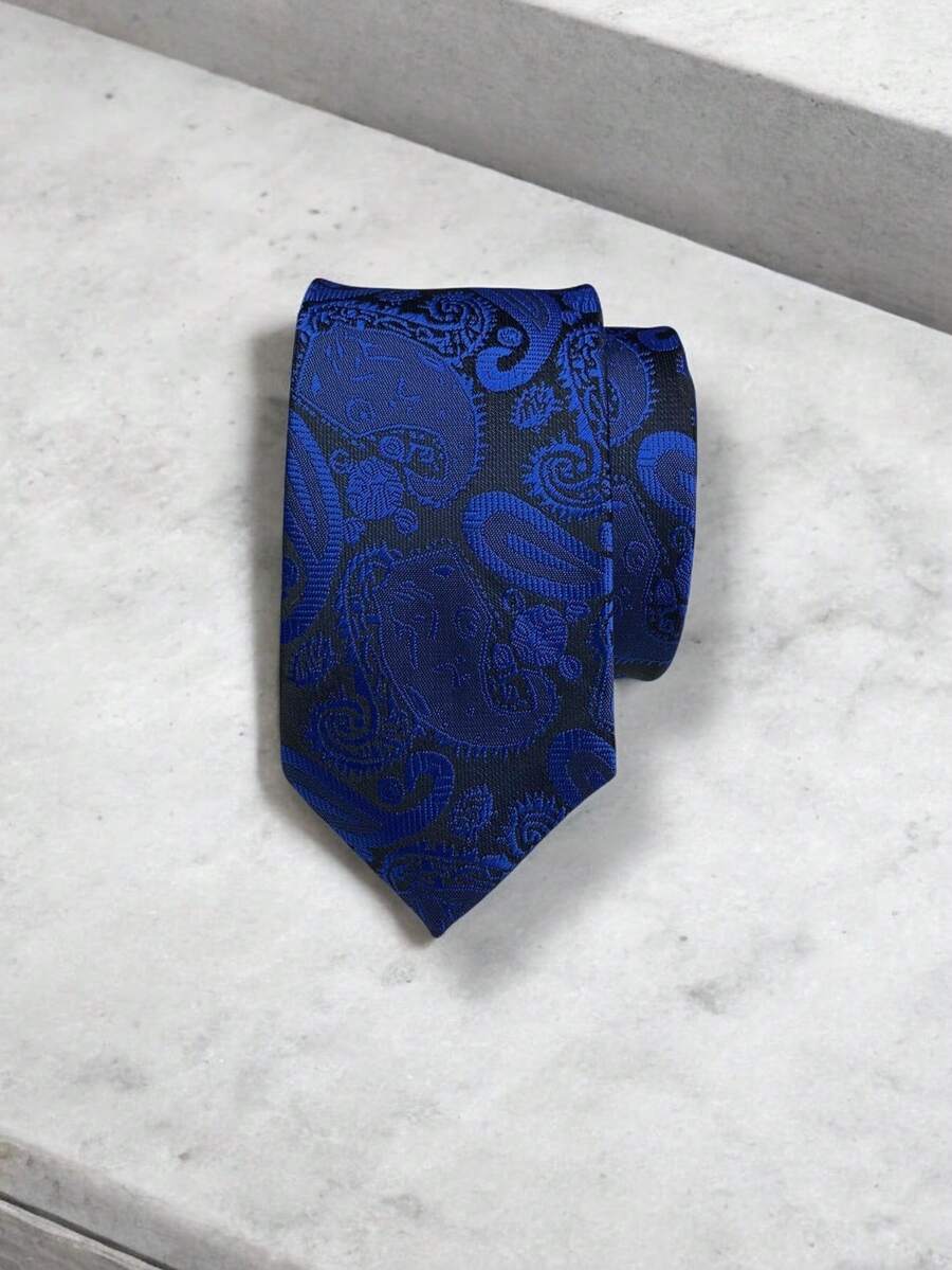 Luxury Men's Skinny Ties Polyester Silk Solid Polka Dot Striped Check Skinny Jacquard Groomsman Tie - 查看 1