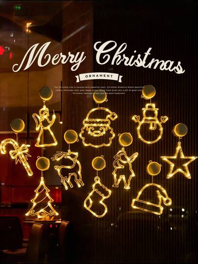 1 pièce Lampe à ventouse en acrylique de Noël, lampe pendante décorative de fenêtre en verre à thème de Noël, alimentée par batterie, convient pour la décoration d'hiver et de Noël, peut être enroulée autour des arbres de Noël, décoration intérieure pour salon, chambre, salle à manger, vitrine de magasin, décoration de porche extérieur, beau accessoire photo, lampe d'ambiance pour fête de Noël, cadeau de Noël exquis. Décoration de Noël XMAS Décor Sapin de Noël Cadeau Décoration Thanksgiving Mariage Décoration maison Décoration d'automne Décoration d'anniversaire Fournitures de fête Intérieur Extérieur Jardin Fête des vacances Décoration d'Halloween Décoration murale Ornements d'Halloween