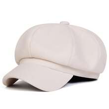 1 pieza Sombrero octogonal de fieltro de lana de unicolor para mujer, boina de moda, versátil para exteriores, casual, negocios, fiestas, cálido para otoño/invierno - Multicolor - Ver 3