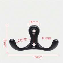 黑色墙钩，金属衣钩，墙装隔断配件，复古双钩，重型门钩，适用于悬挂毛巾、帽子、钥匙、橱柜、包包等。 - 黑色 - 查看 13