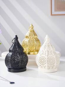 1pc European Style Metal Hollow Gourd Shaped Decorative Candle Holder Lamp, Suitable For Church Decor, Ramadan Lantern, Islamic Style, Moroccan Decor, Home Room Decor, Bar, Restaurant Decor, And Gift - Multicolor - View 6