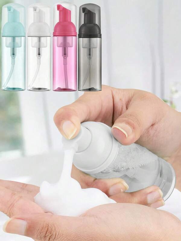 3pcs (60 Ml, 2oz) Travel Foam Pump Bottle - Clear Plastic Container, Refillable, With Dispenser Pump For Face Wash, Eyelash Shampoo And Skincare, Portable Foam Machine, Travel Accessories