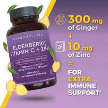 Viva Naturals Elderberry With Vitamin C And Zinc (120 Capsules) - 1000mg Sambucus Elderberry Immune Support Supplement, Black Elderberry Capsules For Adults, Elderberry Vitamins - 2 Months Supply - Tên hương vịA - Xem 8