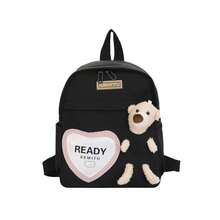 Women's Backpack Random Shipment Model Small Girl With Teddy Bear Decoration Cute Casual Backpack - 黑色 - 查看 6