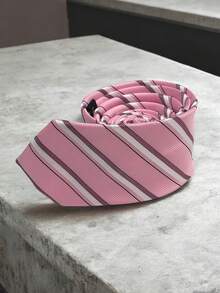Luxury Men's Skinny Ties Polyester Silk Solid Polka Dot Striped Check Skinny Jacquard Groomsman Tie - 淺粉色 - 查看 1
