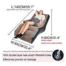 Lazy Inflatable Sofa, Inflatable Lounge Chair, Flocked Backrest, Inflatable Sofa Bed, Suitable For Indoor And Outdoor Use, Home, Patio, Garden, Swimming Pool, Camping (Includes Air Pump) - Coffee - View 3