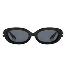 Oval Narrow Round Chic Sunglasses Retro Fashion Eyewear Perfect For Travel, Driving, Daily Wear, Vacation Outfits, Resort Looks, Business Casual Wardrobe Essentials And Unisex Accessories - 黑色 - 查看 2