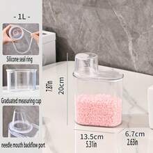 1 pieza Dispensador transparente de detergente de lavandería con marcas de medición - Organizador de encimera hermético para detergente, blanqueador, suavizante - Compartimentos codificados por color, almacenamiento de lavandería que ahorra espacio, organización y almacenamiento de lavandería, diseño elegante, tapa hermética