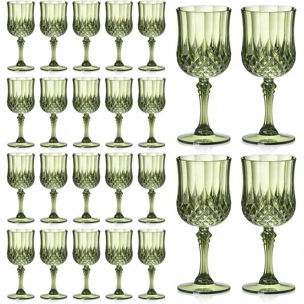 1/3/6/12/24 Piezas Copas de vino vintage de 7oz (aprox. 198.4g), Copas de champán irrompibles para bodas, Vajilla reutilizable de copas de champán retro (Verde oscuro)