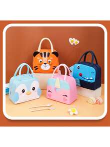 1 件儿童便携式手提包，可爱手提包，卡通大容量午餐袋，3D 图案保温袋，送礼的理想选择 - 彩色 - 查看 1