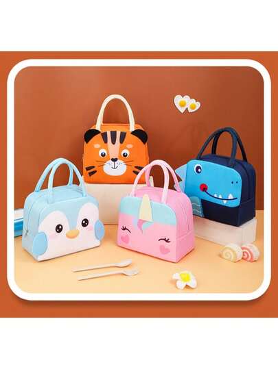 1 件儿童便携式手提包，可爱手提包，卡通大容量午餐袋，3D 图案保温袋，送礼的理想选择