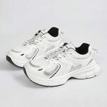 Women's Thick Mesh Increase Height Outdoor Non-Slip Lightweight Fashionable Casual Sports Running Shoes, Autumn - White - View 2