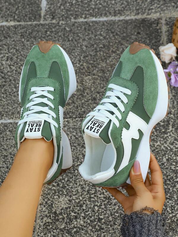 Women's Casual Sneakers, Geometric Pattern, Slip-On Lace-Up Style, Dual-Tone Wavy Sole, Fashionable & Versatile, Suitable For Outdoor Walking, Running, Home, Vacation, Party, Office, Gym, All Seasons