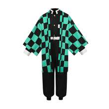 Anime Tanjiro Cosplay Costume, Men's Kimono Suit, Halloween Party Costume (Without Wig And Saber Props)