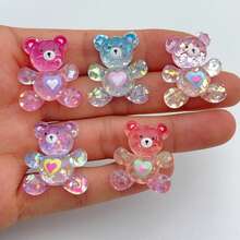 10 件混合透明果冻熊平背剪贴簿贴纸，用于制作耳环、发饰、珠宝、树脂工艺品装饰贴纸 - 彩色 - 查看 6